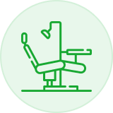 A green icon of an office chair.